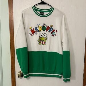 Sanrio Keroppi Green and White Sweatshirt Size Small